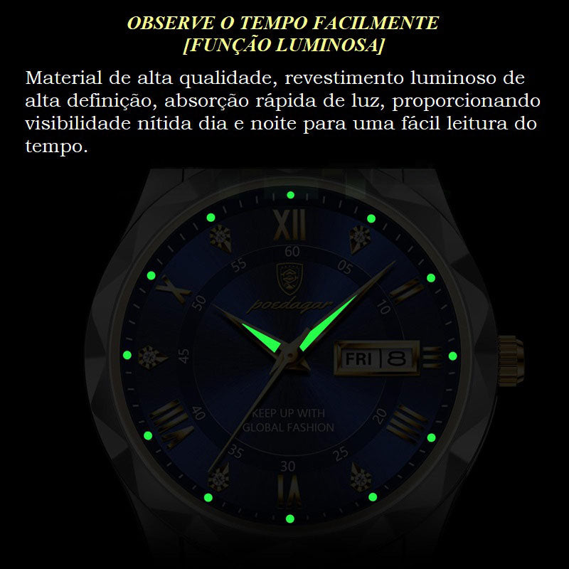 Relógio Poedagar Precision Elite Masculino, Luminoso,  Relógio Masculino, Lovedema