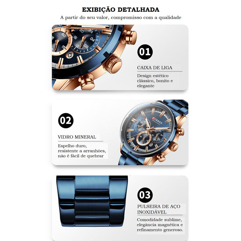 Relógio Masculino Curren Prime Quartzo