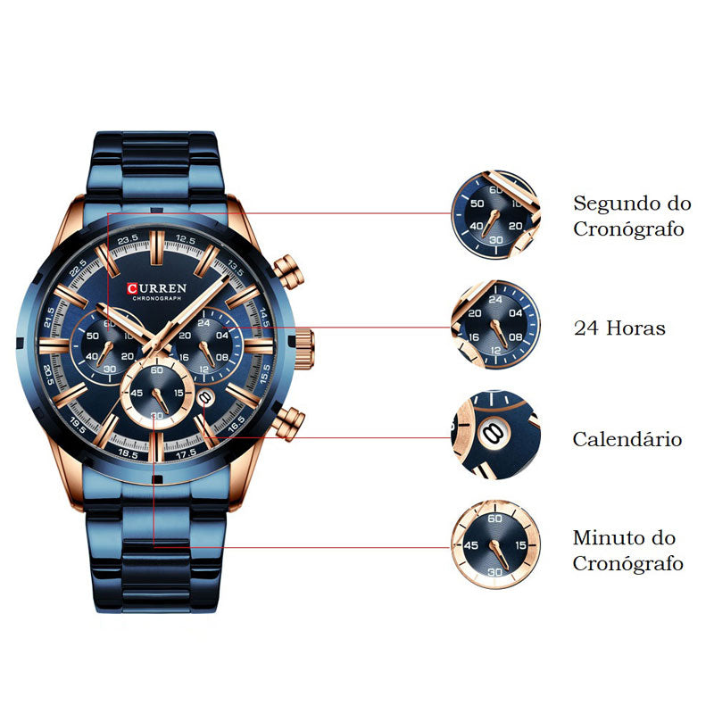 Relógio Masculino Curren Prime Quartzo