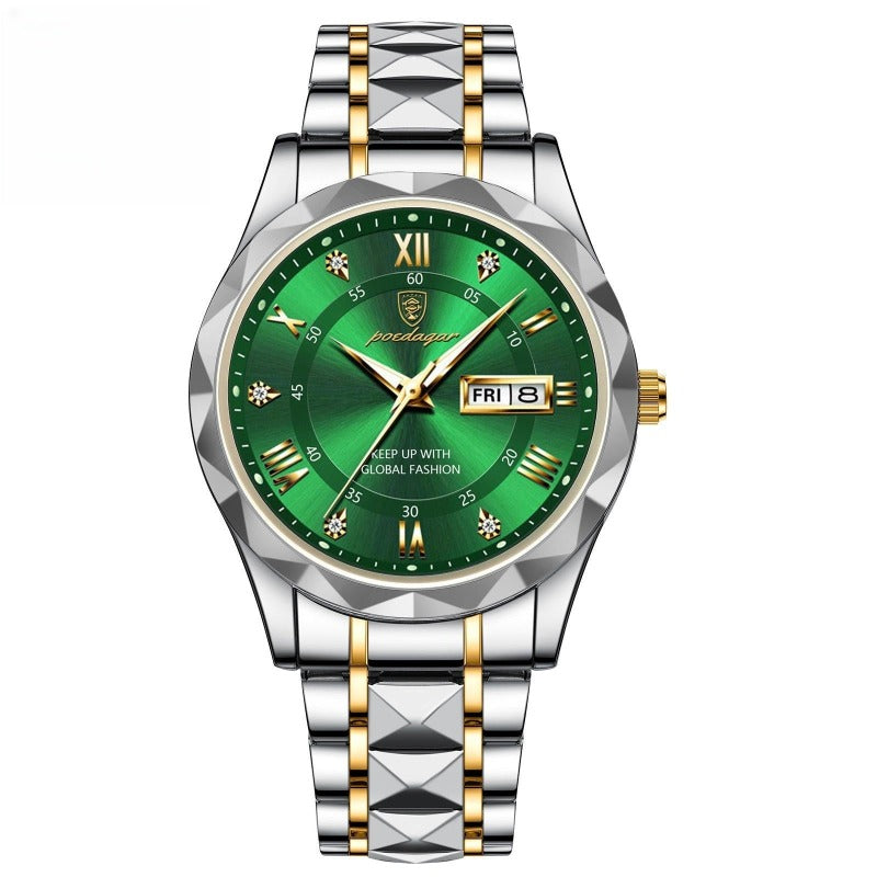 Relógio Poedagar Precision Elite Masculino, Cor Verde Dourado, Relógio Masculino, Lovedema
